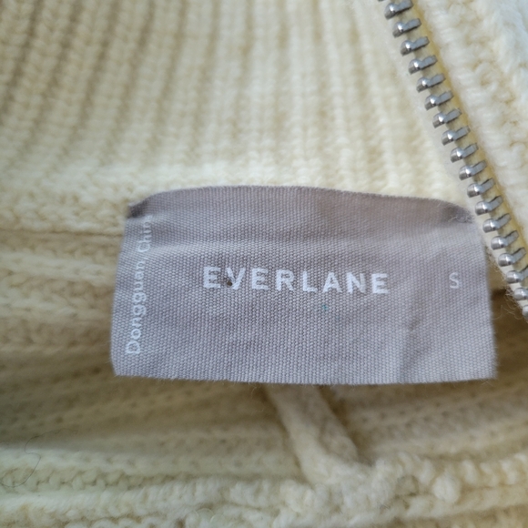Everlane Light Cream Ribbed Half-Zip Sweater - Picture 11 of 12